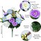 14 Stems Artificial Rose Flowers Spring Cemetery Flowers for Grave Silk Rose with Butterfly Penoy Bouquet Purple White Fake Floral Arrangement Memorial Flowers for Grave Vase Outdoor Table Decor 2Pcs